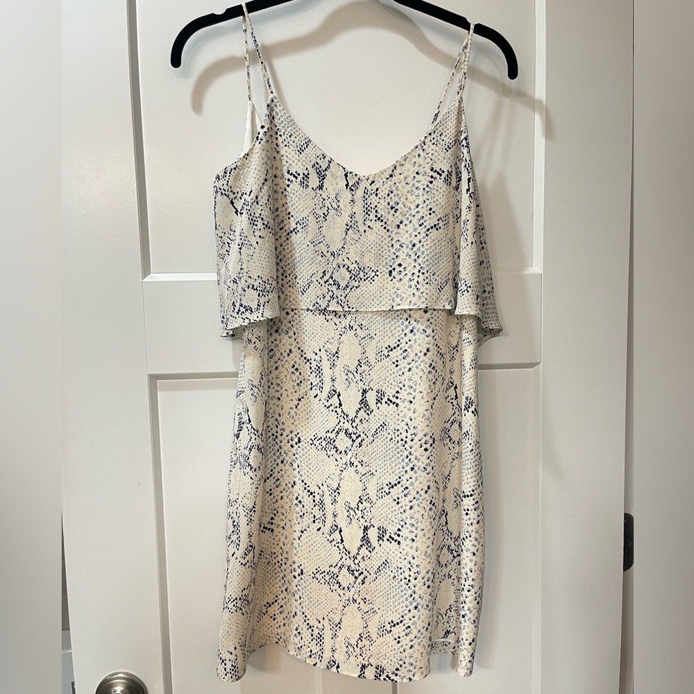 Rory Beca Fina Dress White Blue Snake Print size small